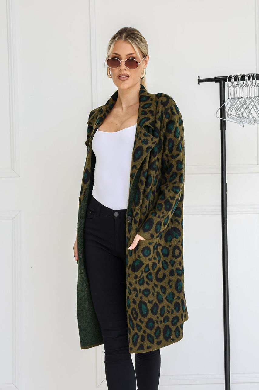 LEOPARD WOOL CARDIGAN