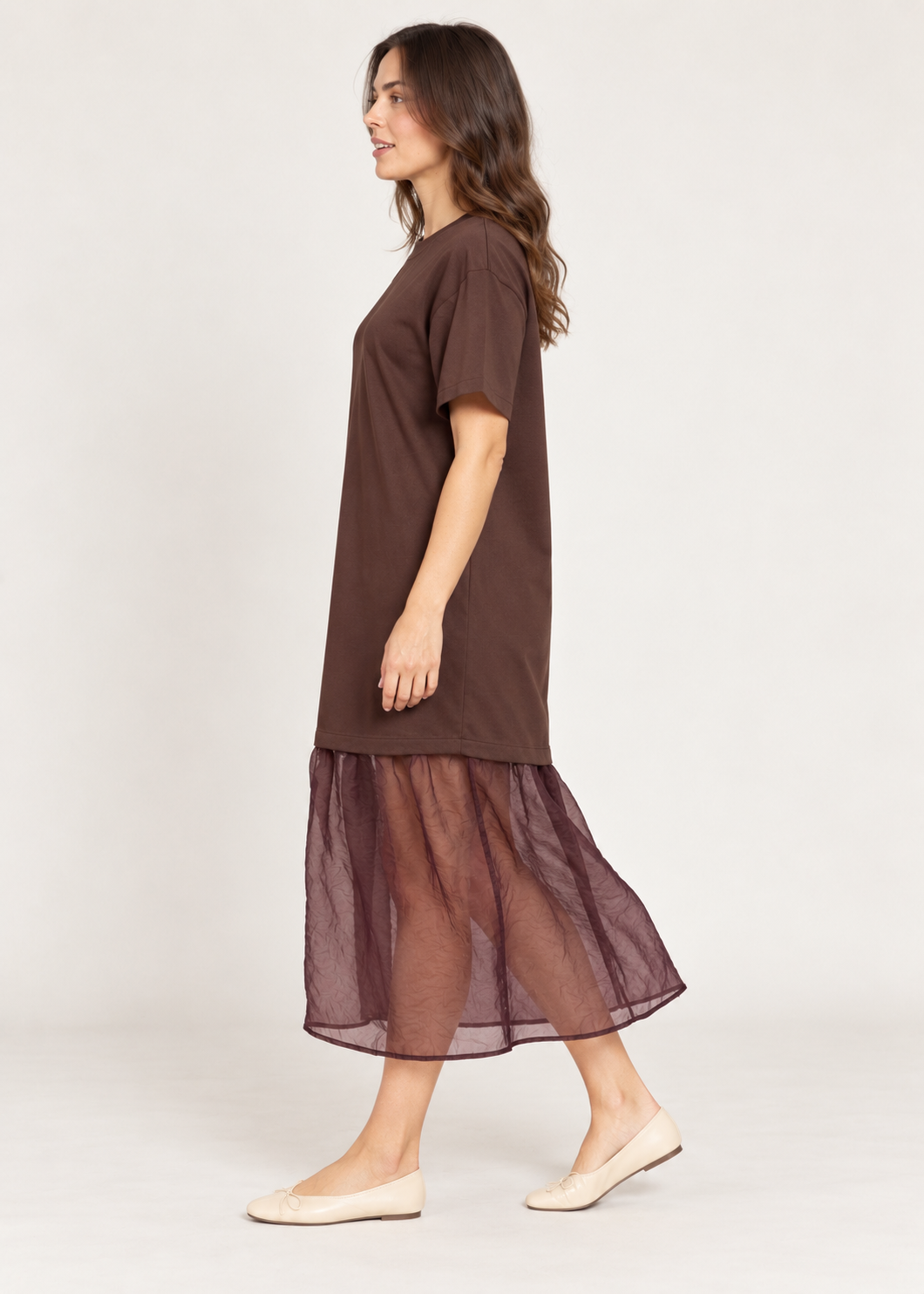Sheer Hem Relaxed Midi Dress