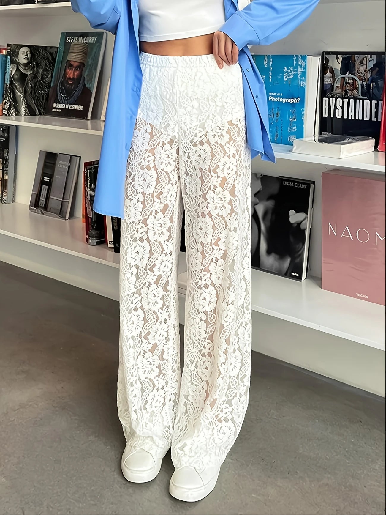LACE SHEER PANT- WHITE
