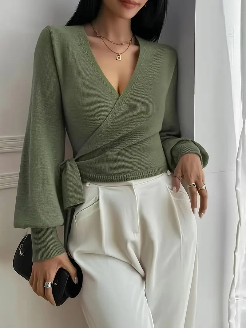 WRAP KNIT TOP - PISTACHIO GREEN
