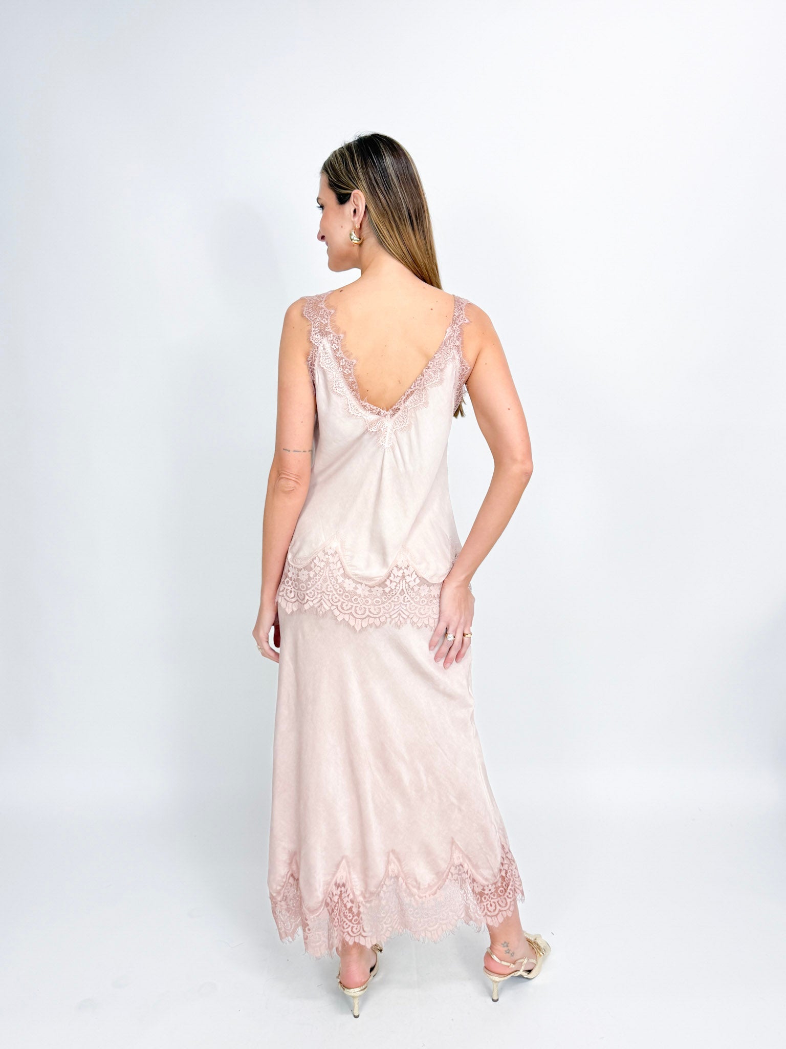 Satin Cami with lace hem