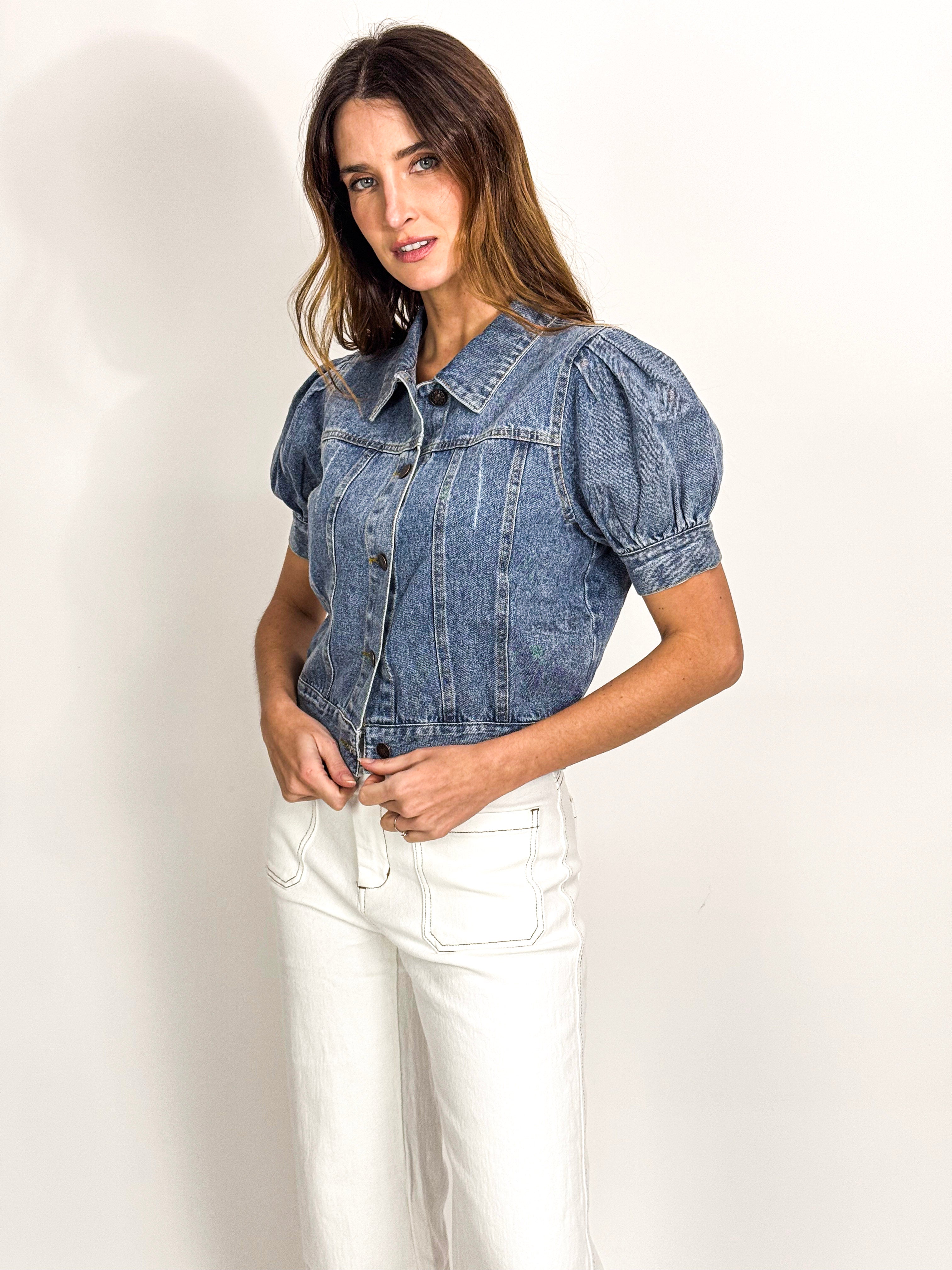 SHORT SLEEVE DENIM JACKET