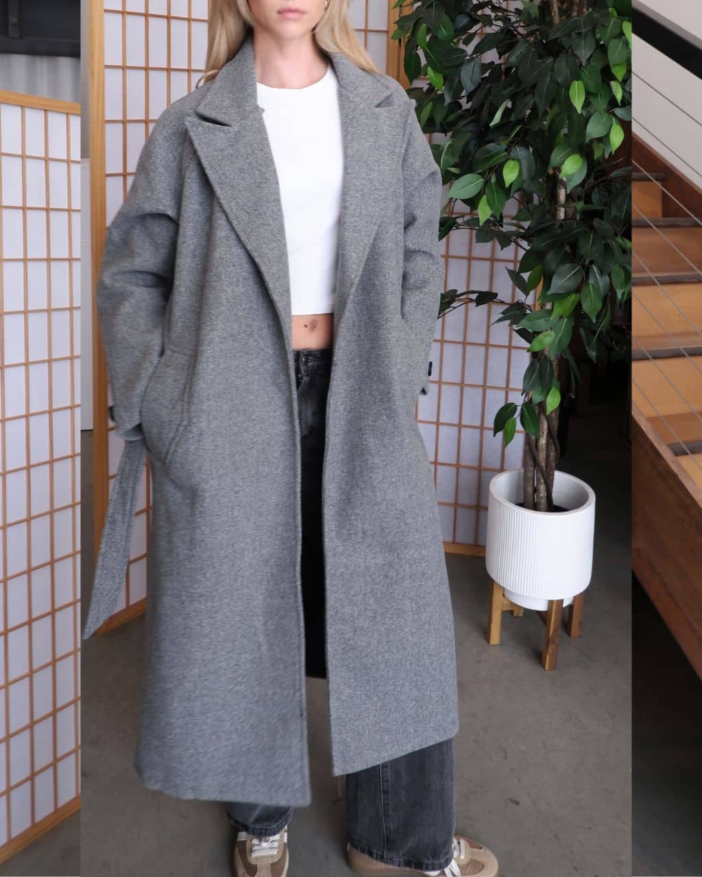 BELTED WOOL TRENCH