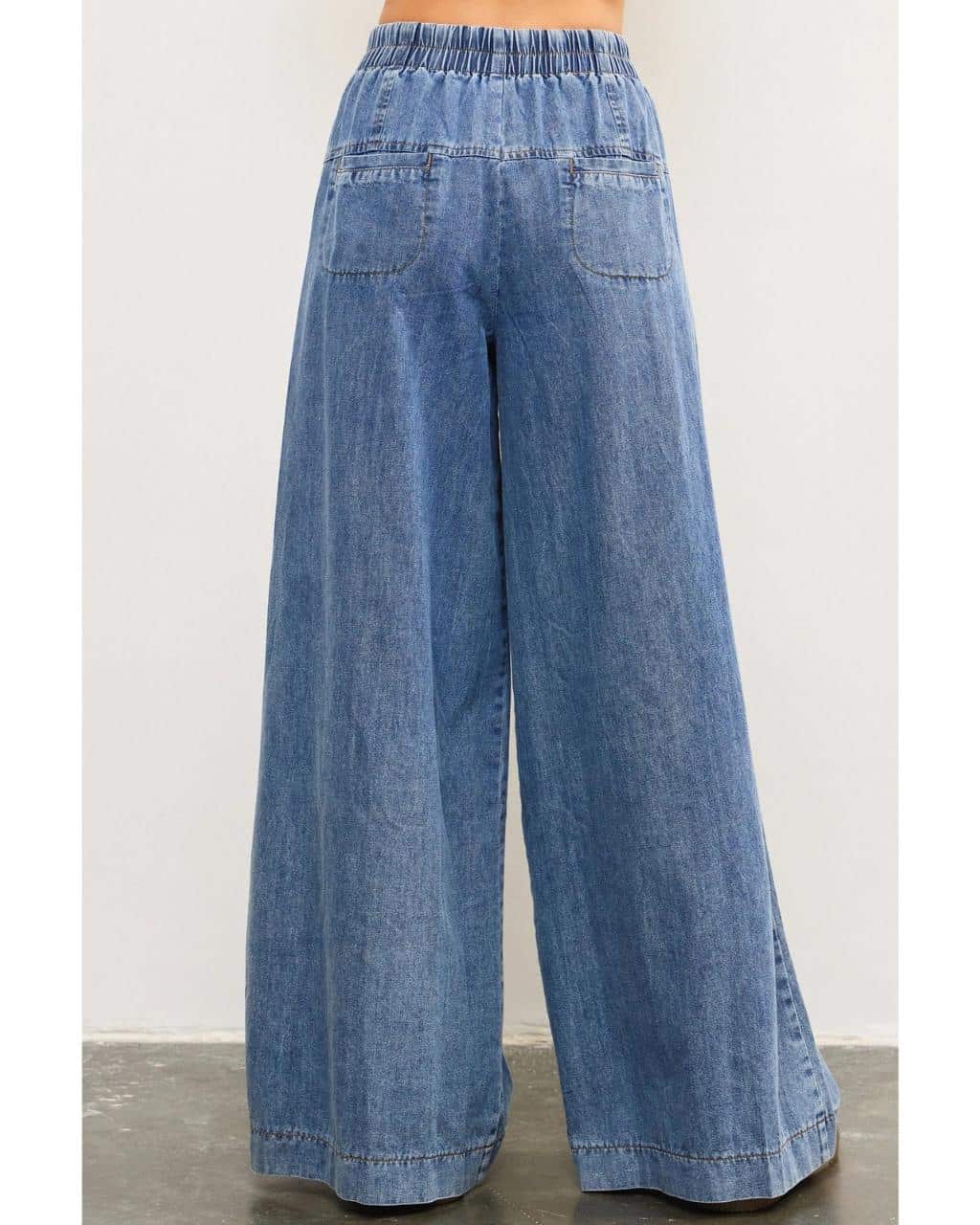 RELAXED WIDE LEG BUTTON JEANS