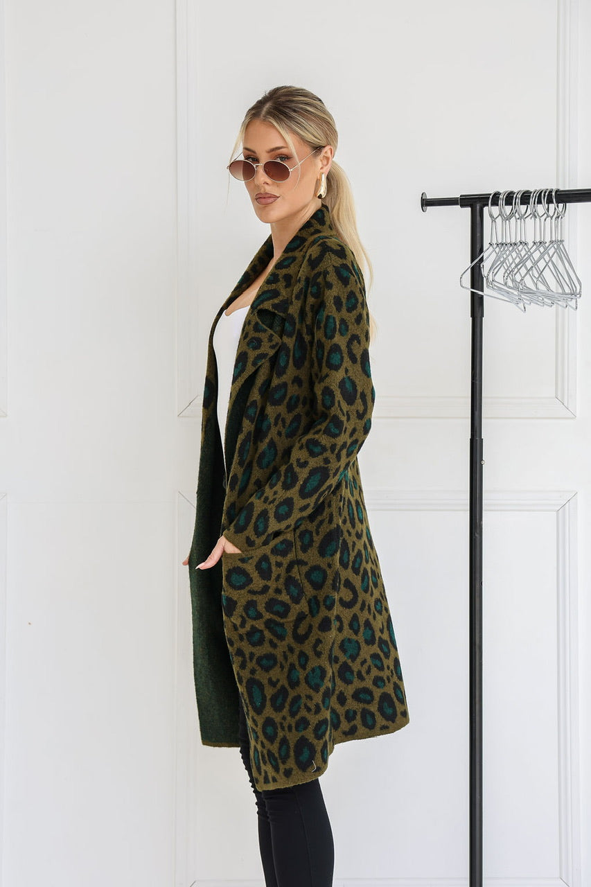 LEOPARD WOOL CARDIGAN