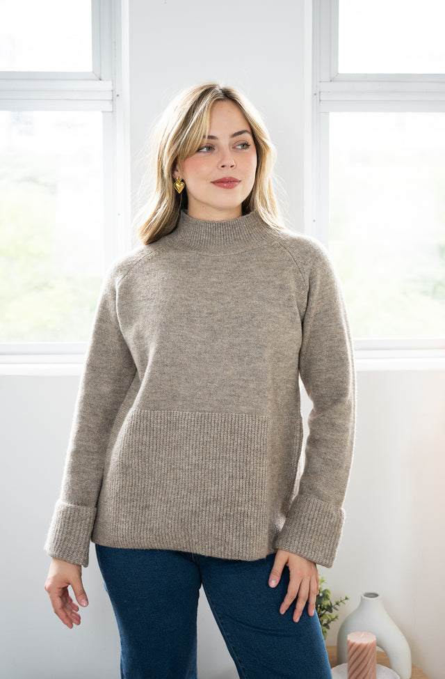 MELANGE WIDE HEM KNIT