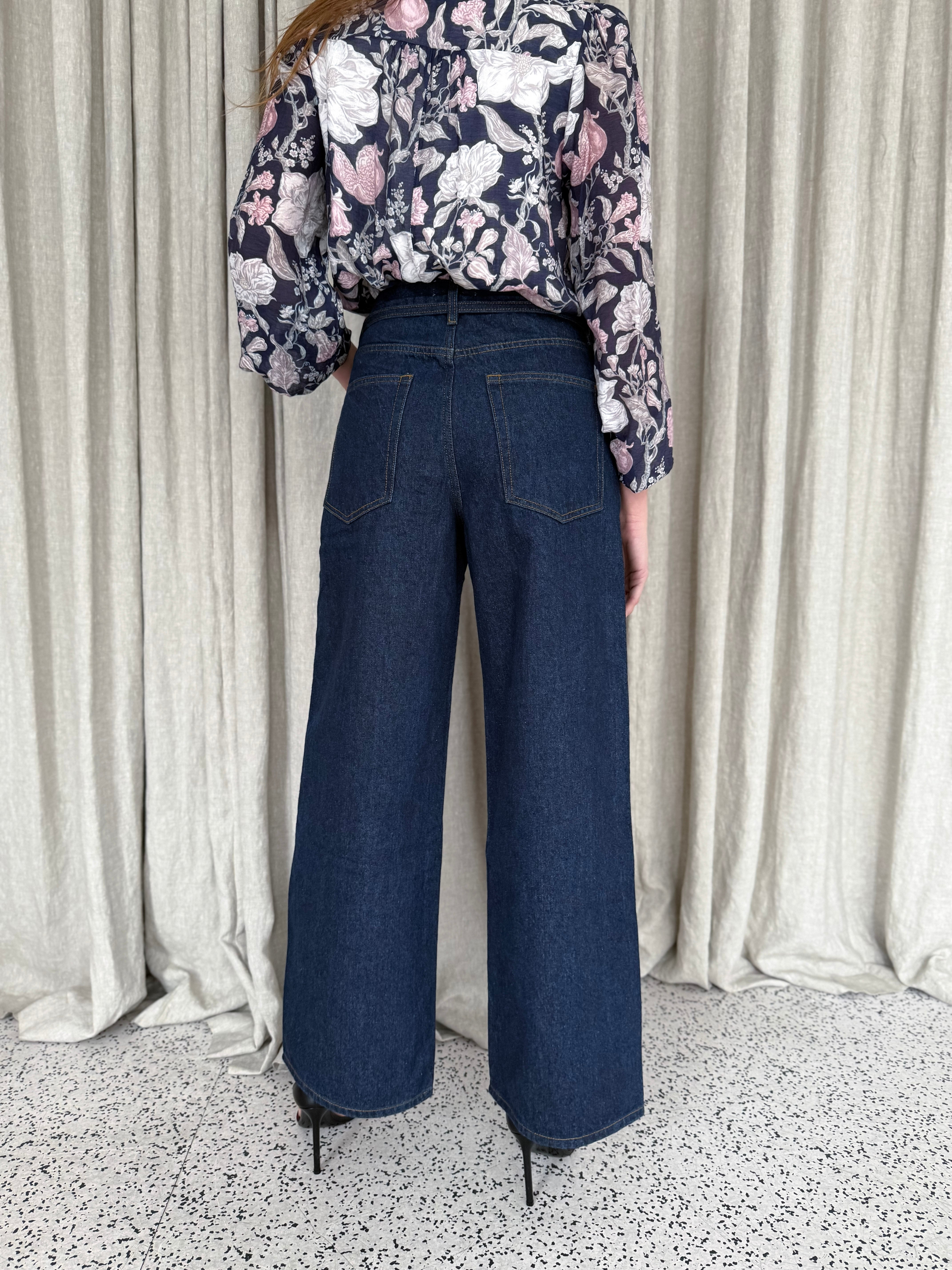 DARK DENIM WIDE LEG JEANS