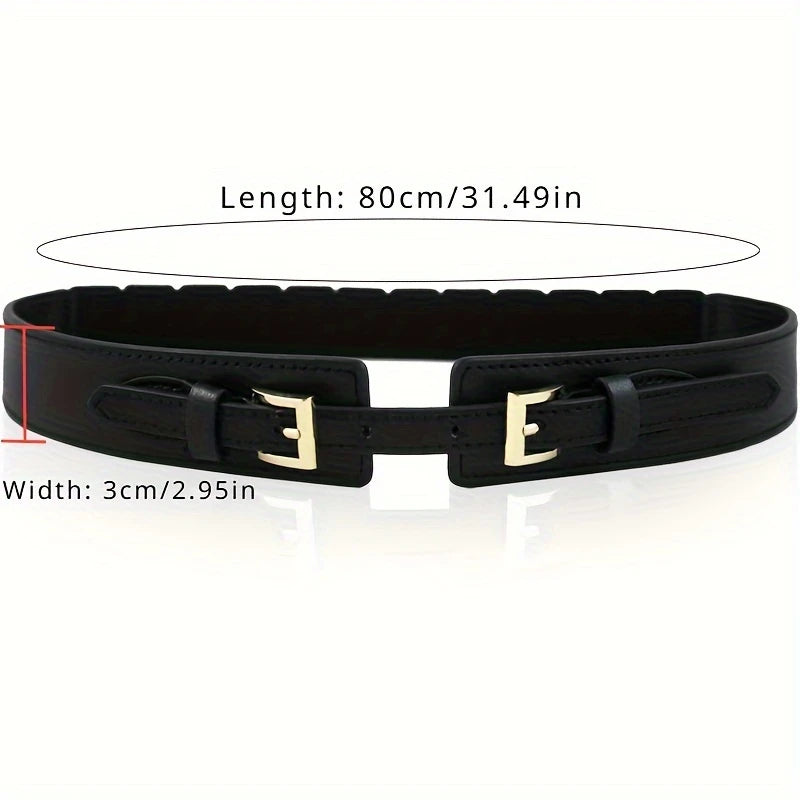 DOUBLE BUCKLE STRETCH PU BELT