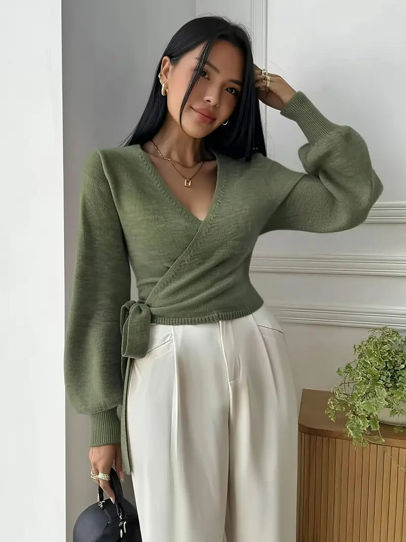 WRAP KNIT TOP - PISTACHIO GREEN