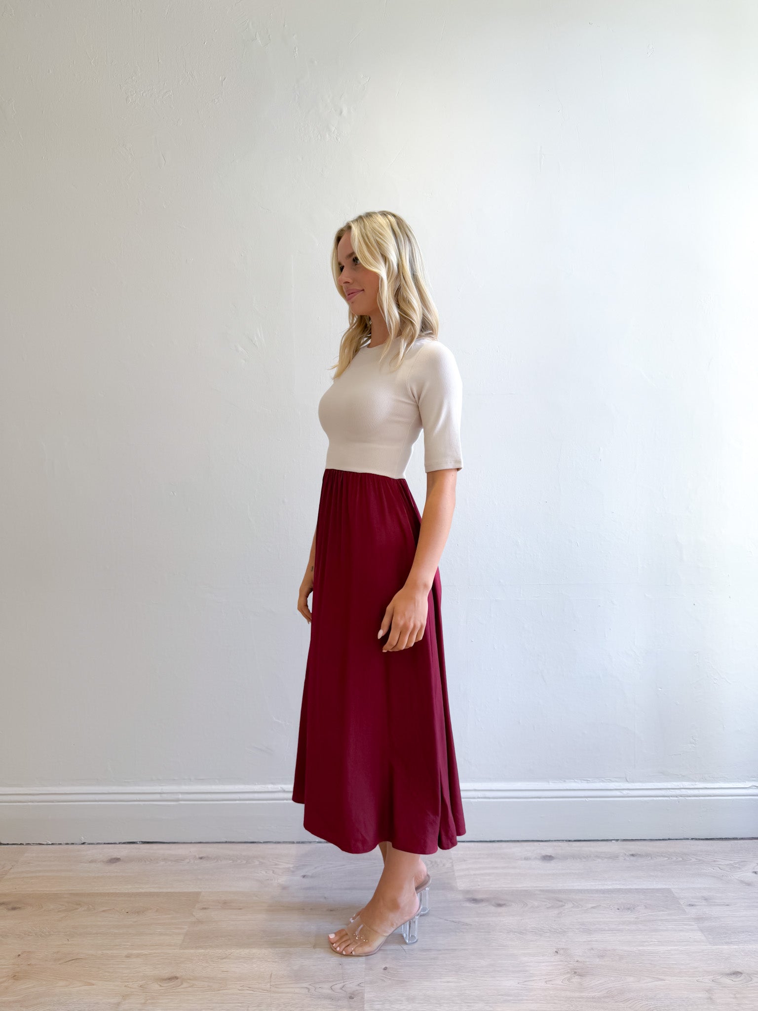 ANABELLA MIDI DRESS- PLUM