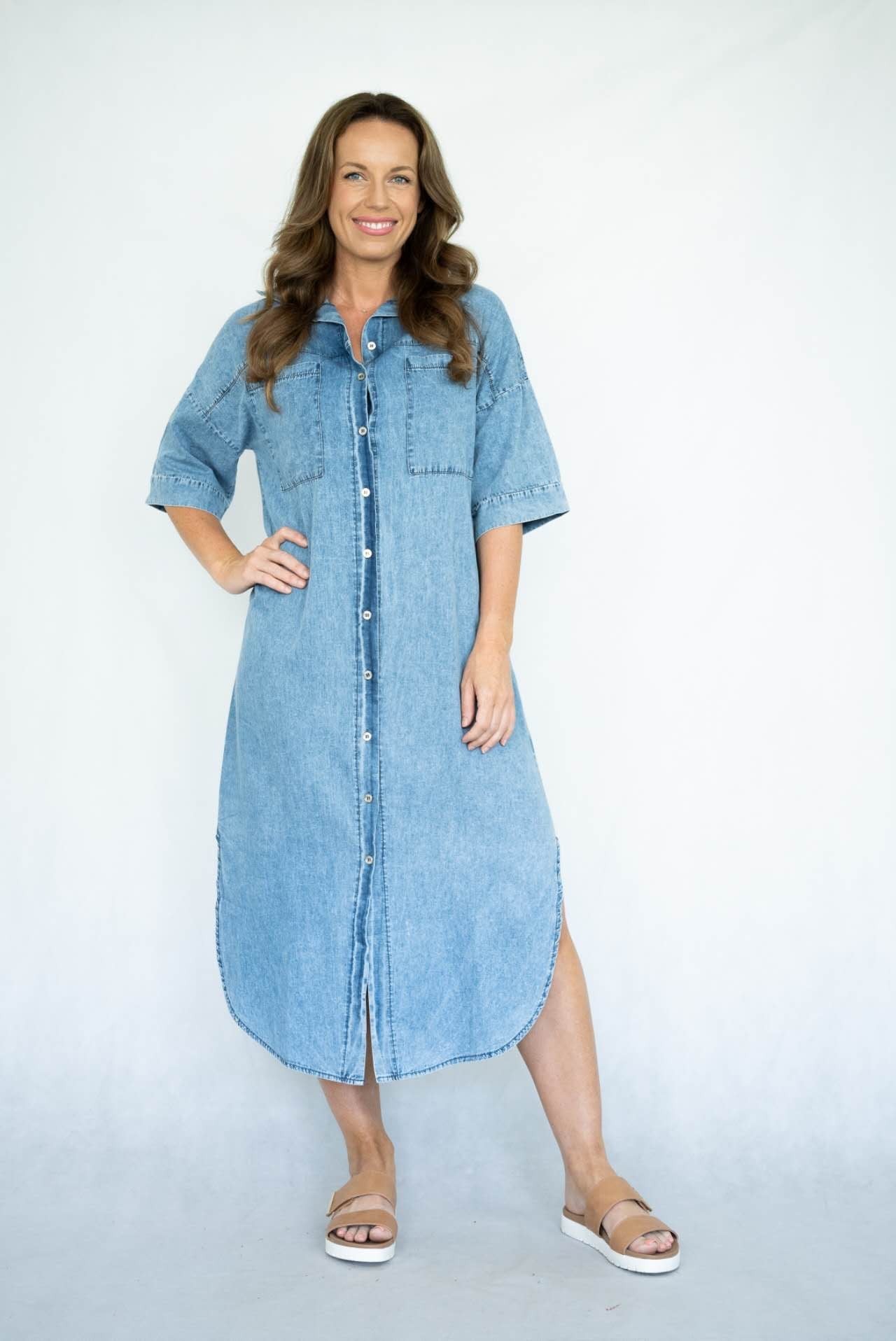 ITA RELAXED DENIM SHIRT DRESS