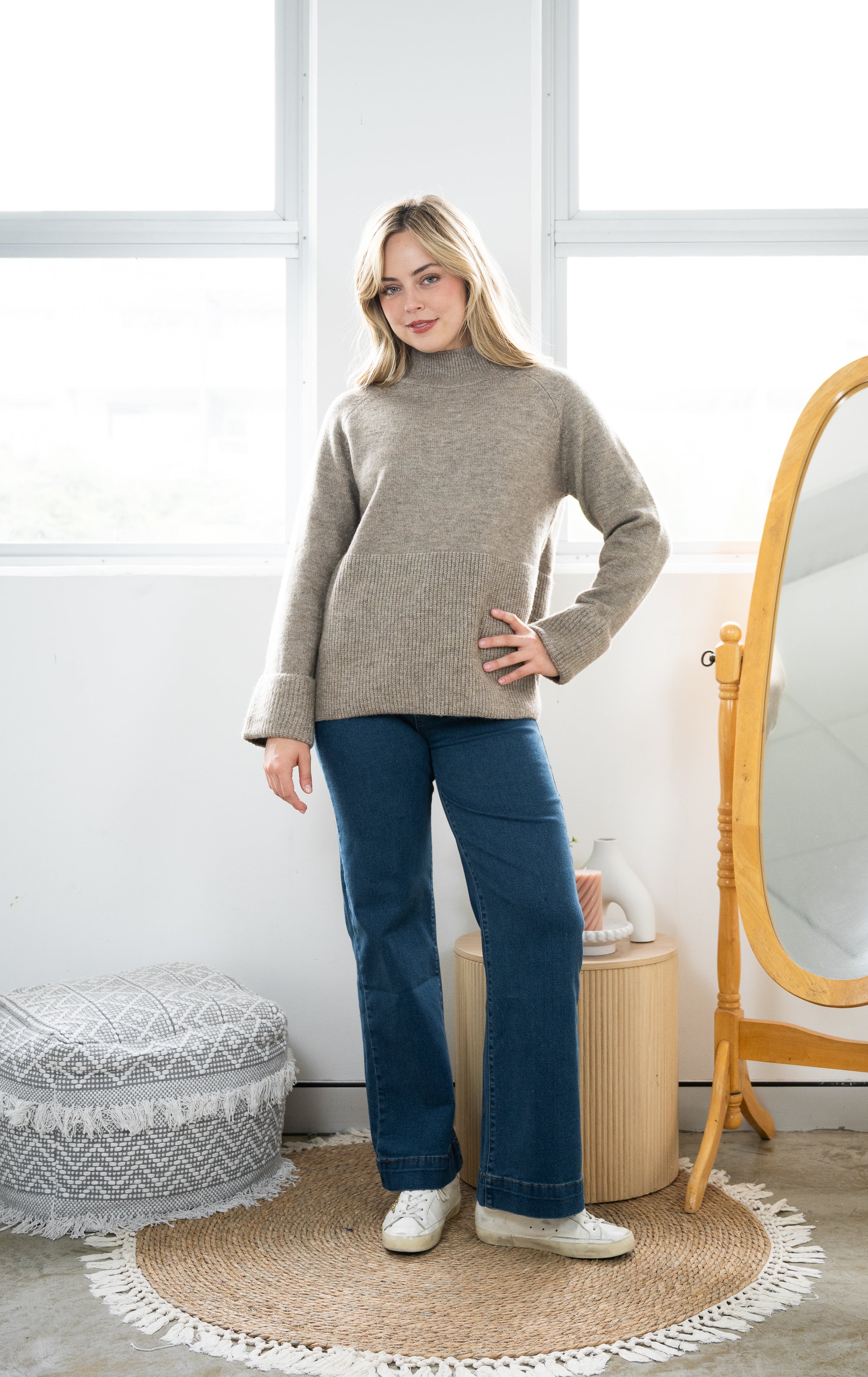 MELANGE WIDE HEM KNIT