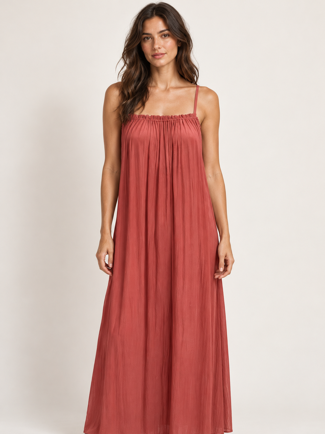 Relaxed Gathered Maxi Dress- PRE ORDER