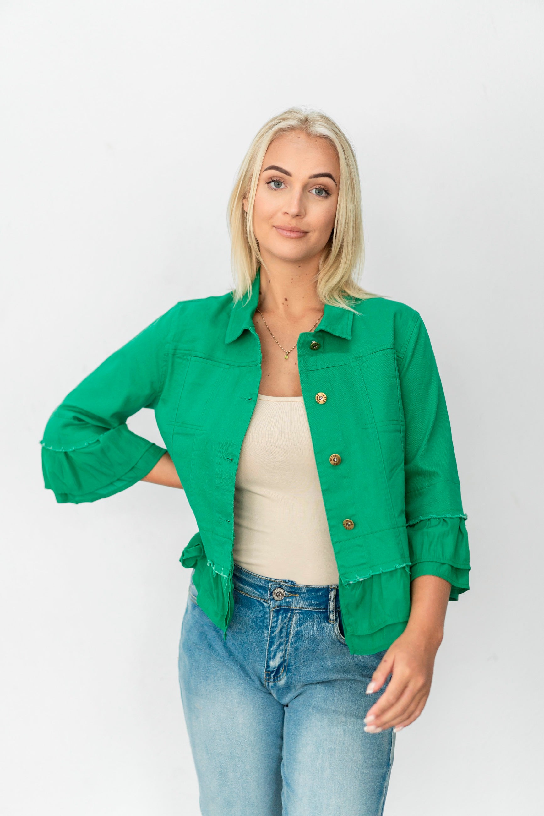 IN FRILL DENIM JACKET