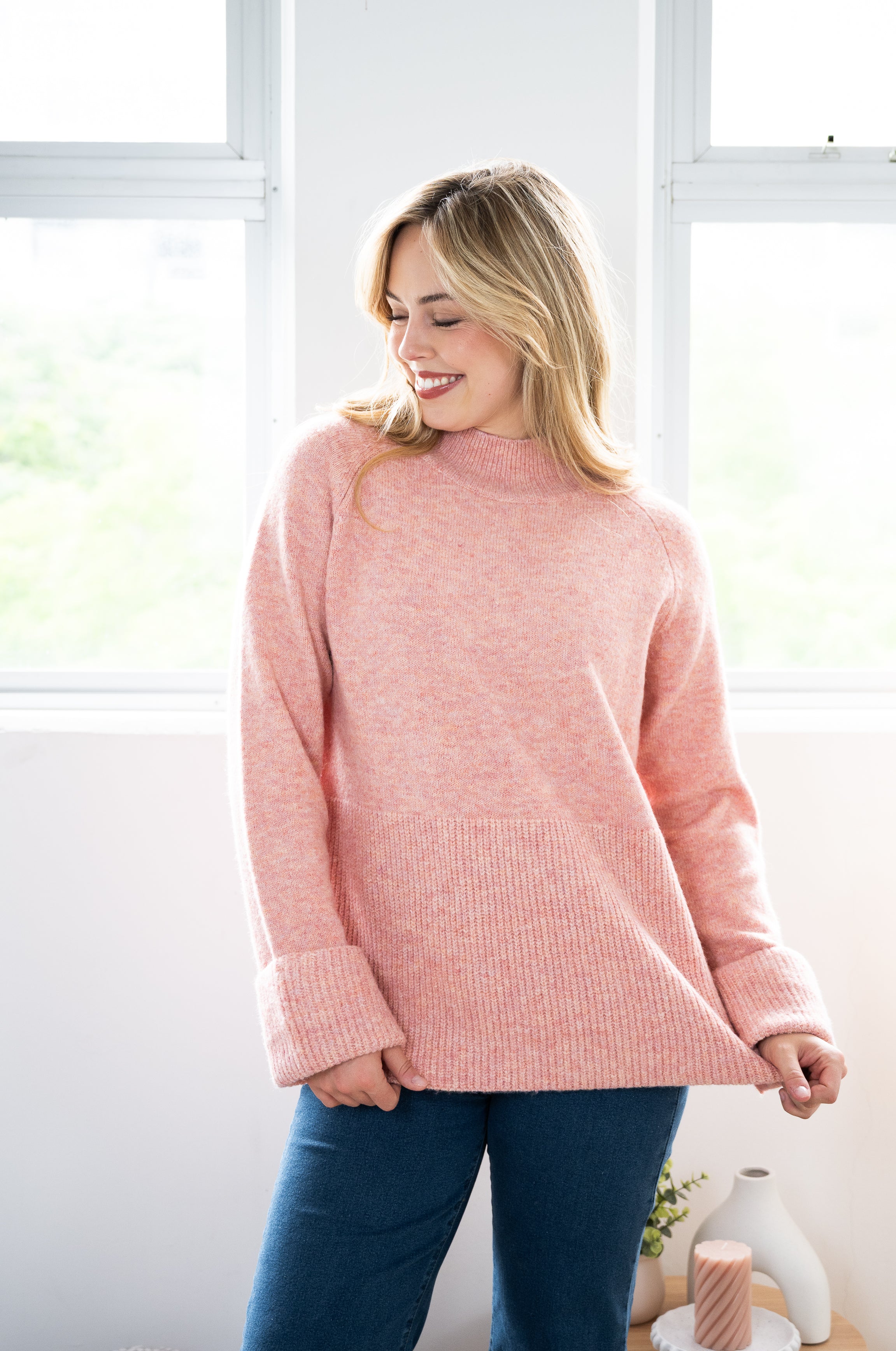 MELANGE WIDE HEM KNIT