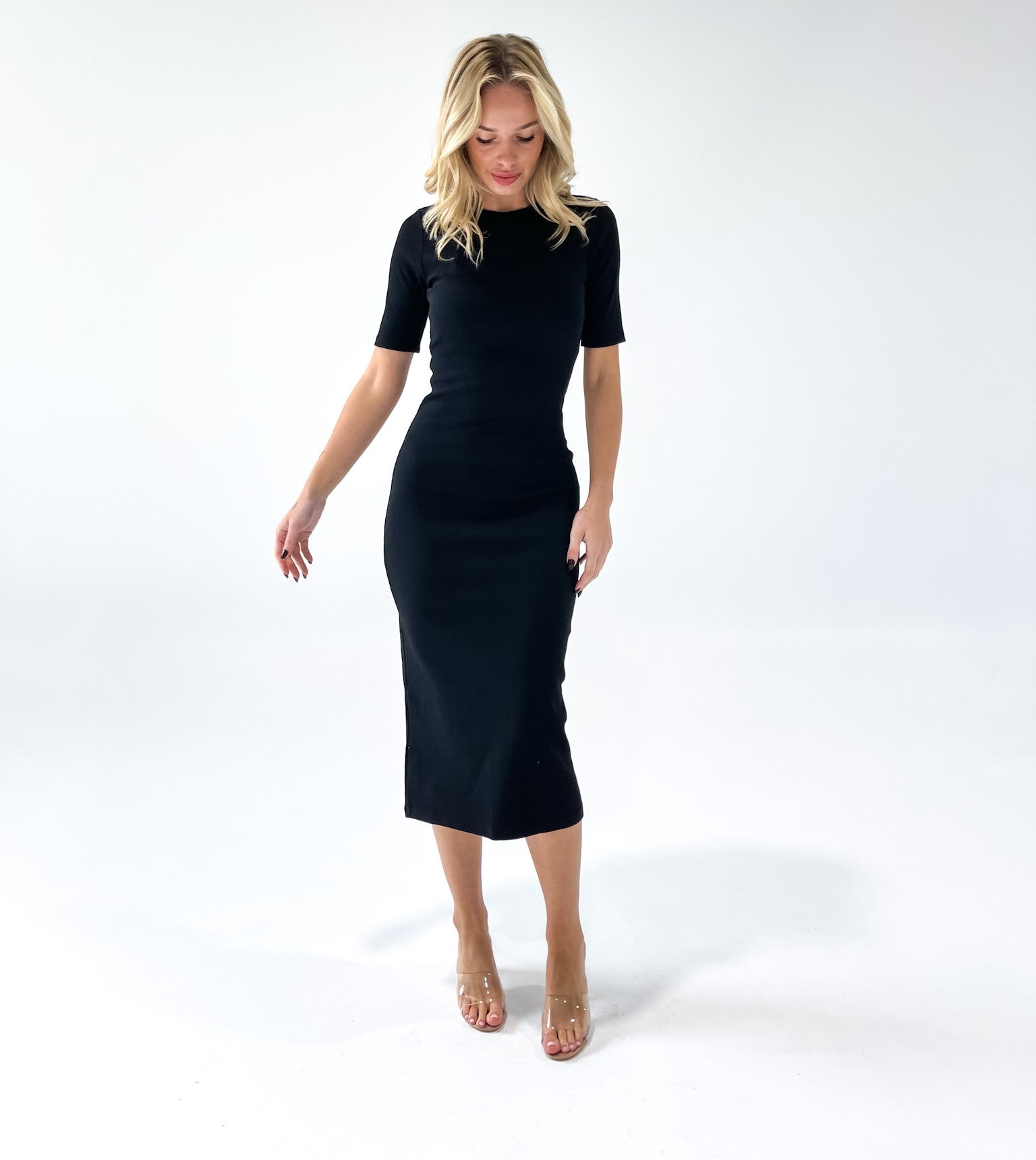 JERSEY RIBBED BODYCON DRESS