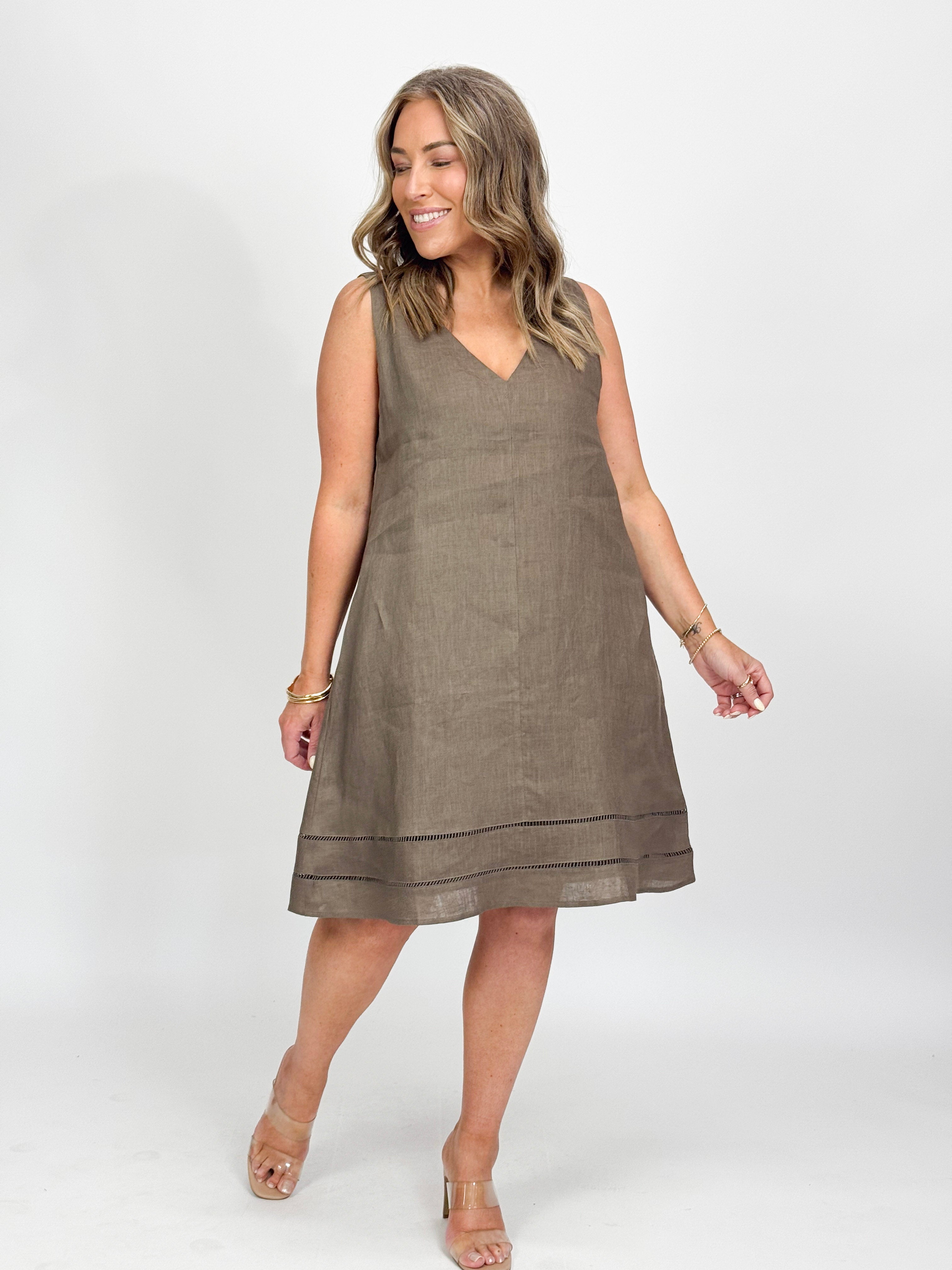 EASY LINEN BORDER DRESS