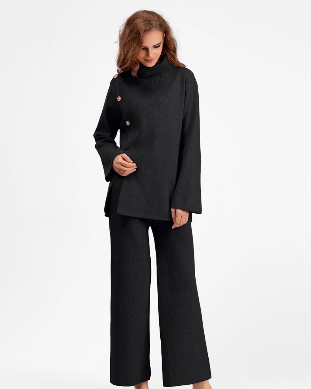 BUTTON DETAIL KNIT LOUNGE SET