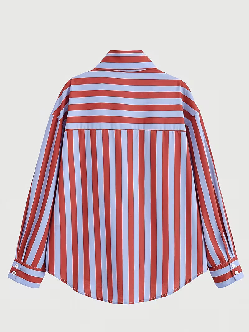 Stripe Tie-Neck Shirt