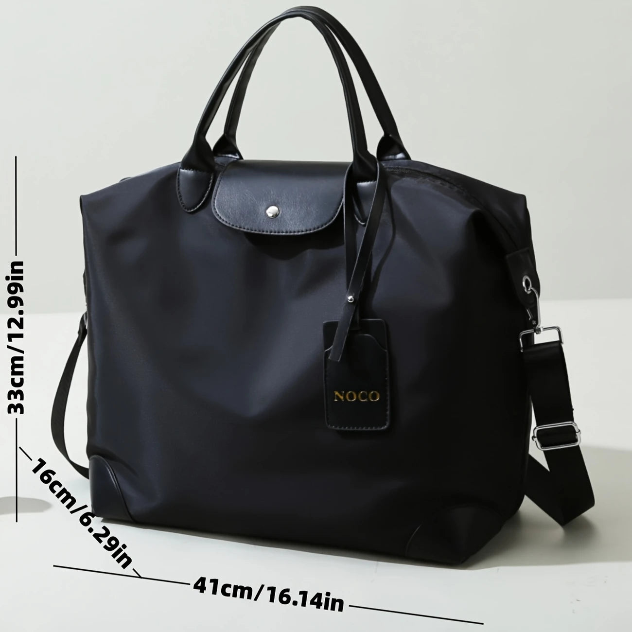 Large Black Nylon Tote Bag