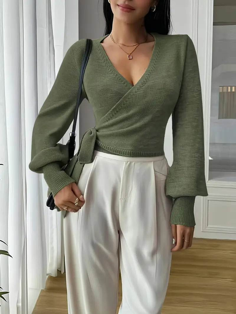 WRAP KNIT TOP - PISTACHIO GREEN