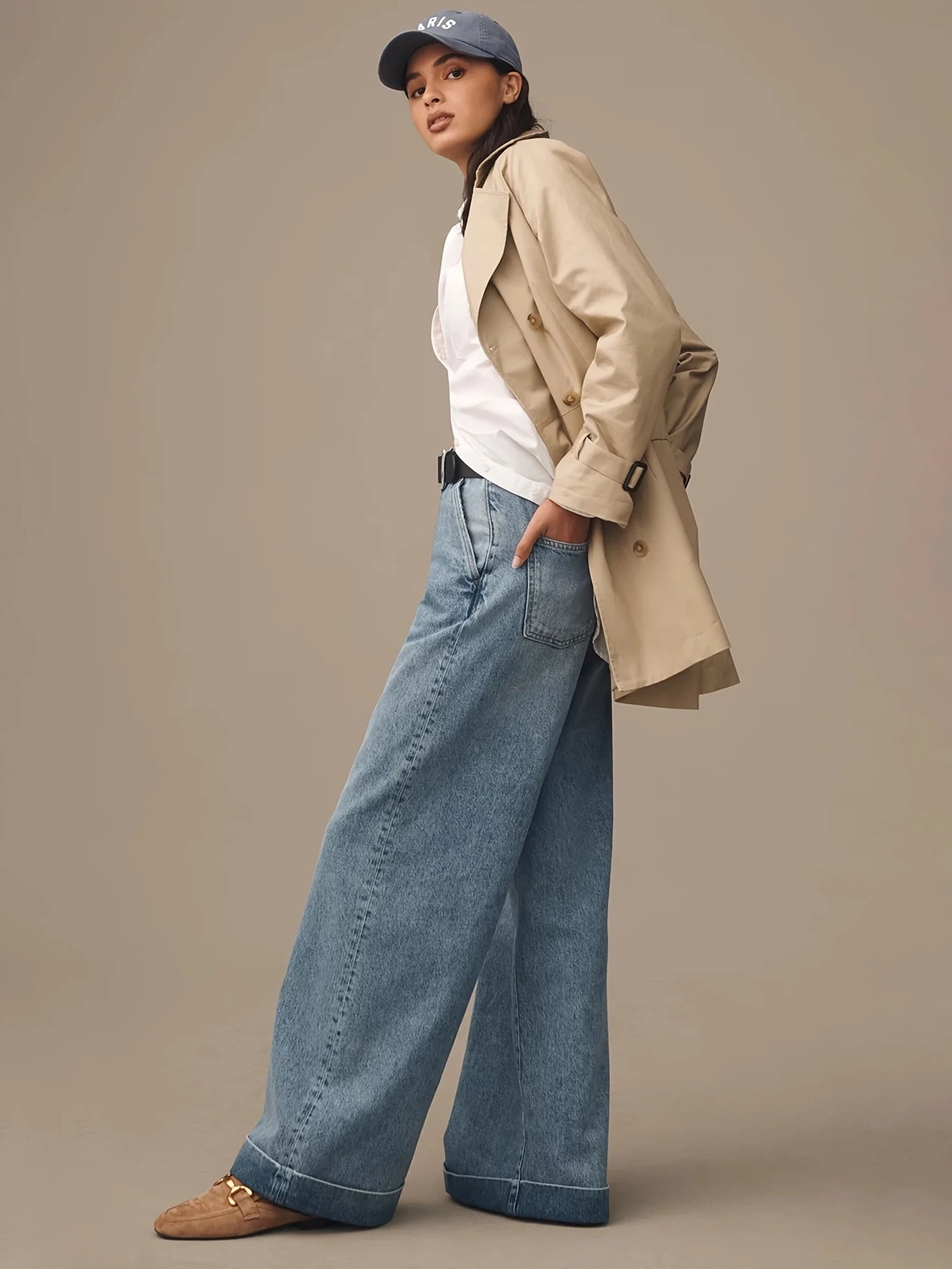 VINTAGE HIGH WAIST PLEAT DENIM JEAN