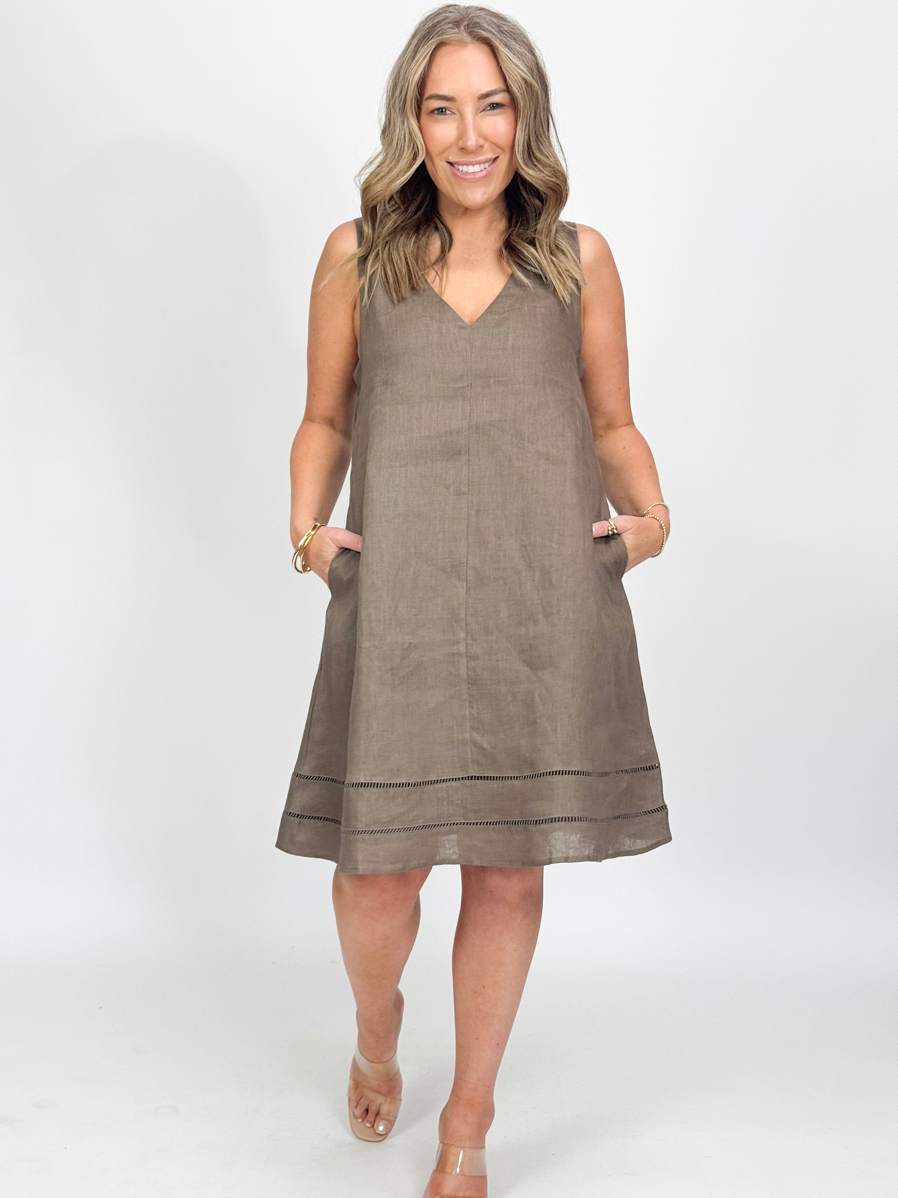 EASY LINEN BORDER DRESS
