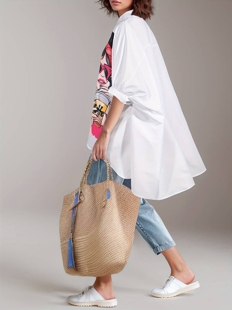 GRAPHIC COFFEE GIRL SHORT SLEEVE SHIRT