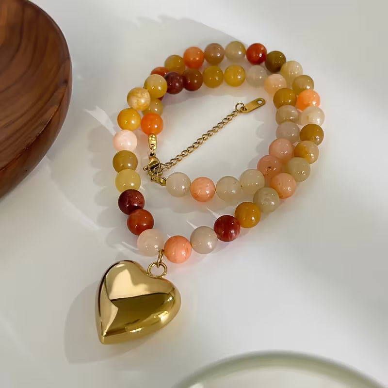 BEAD AND HEART NECKLACE