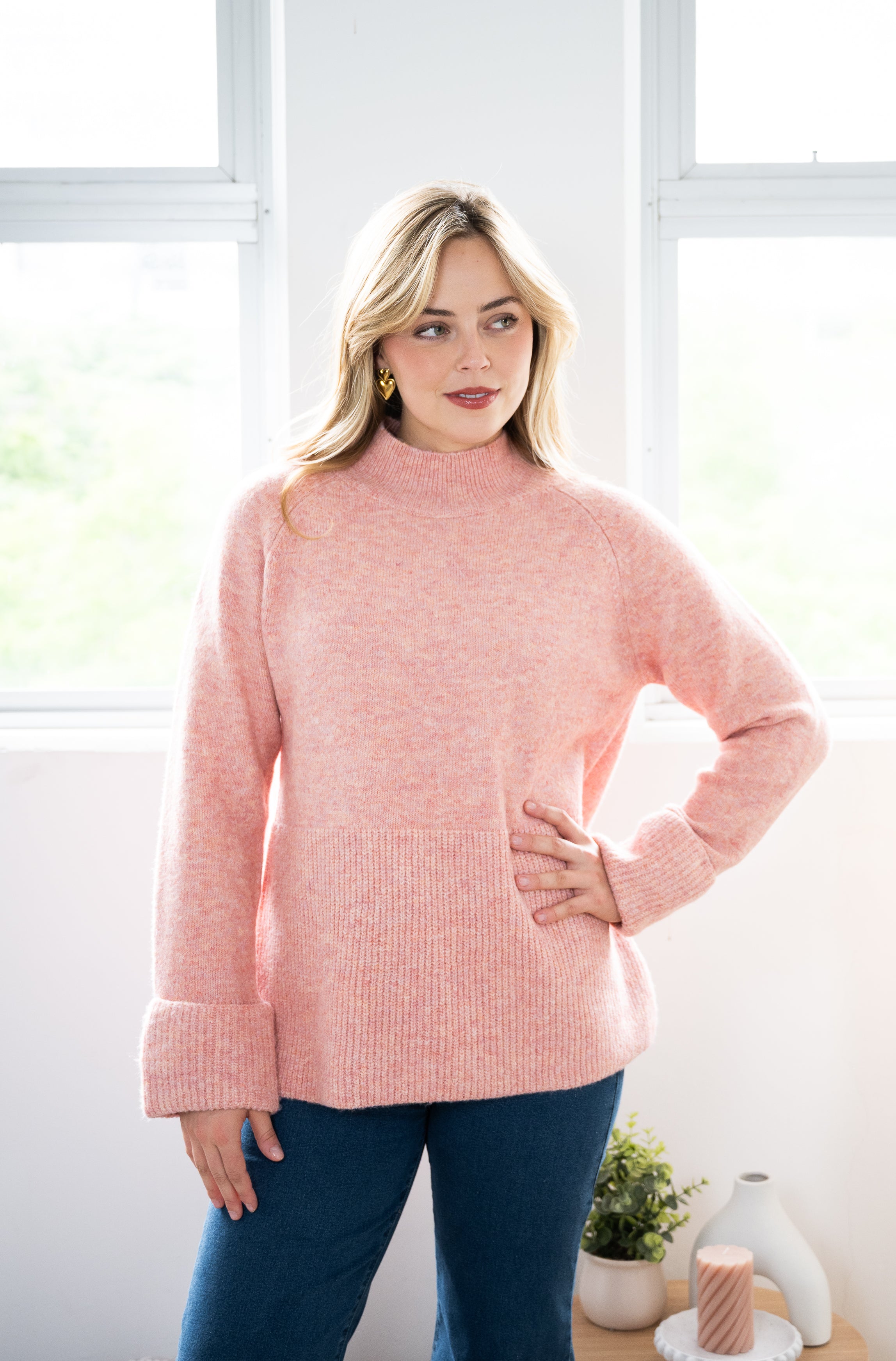 MELANGE WIDE HEM KNIT