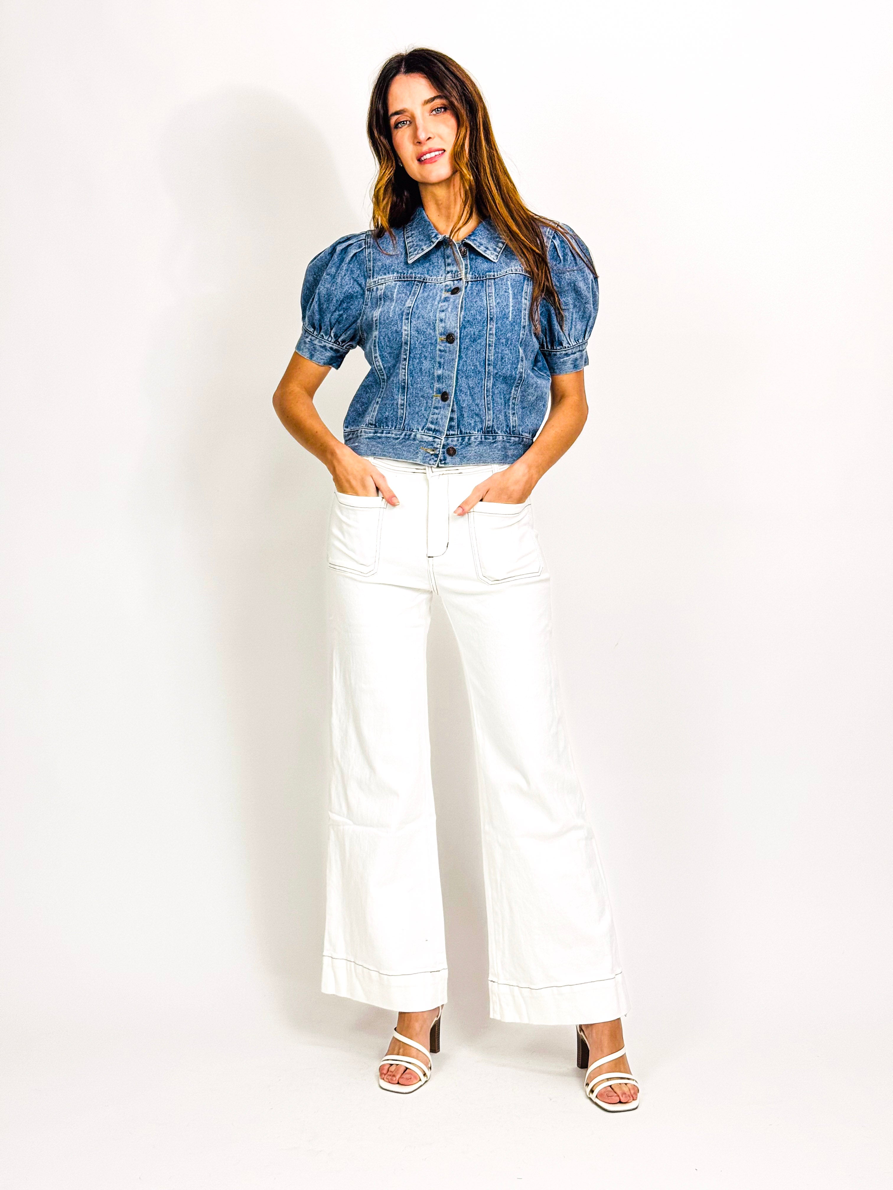 SHORT SLEEVE DENIM JACKET