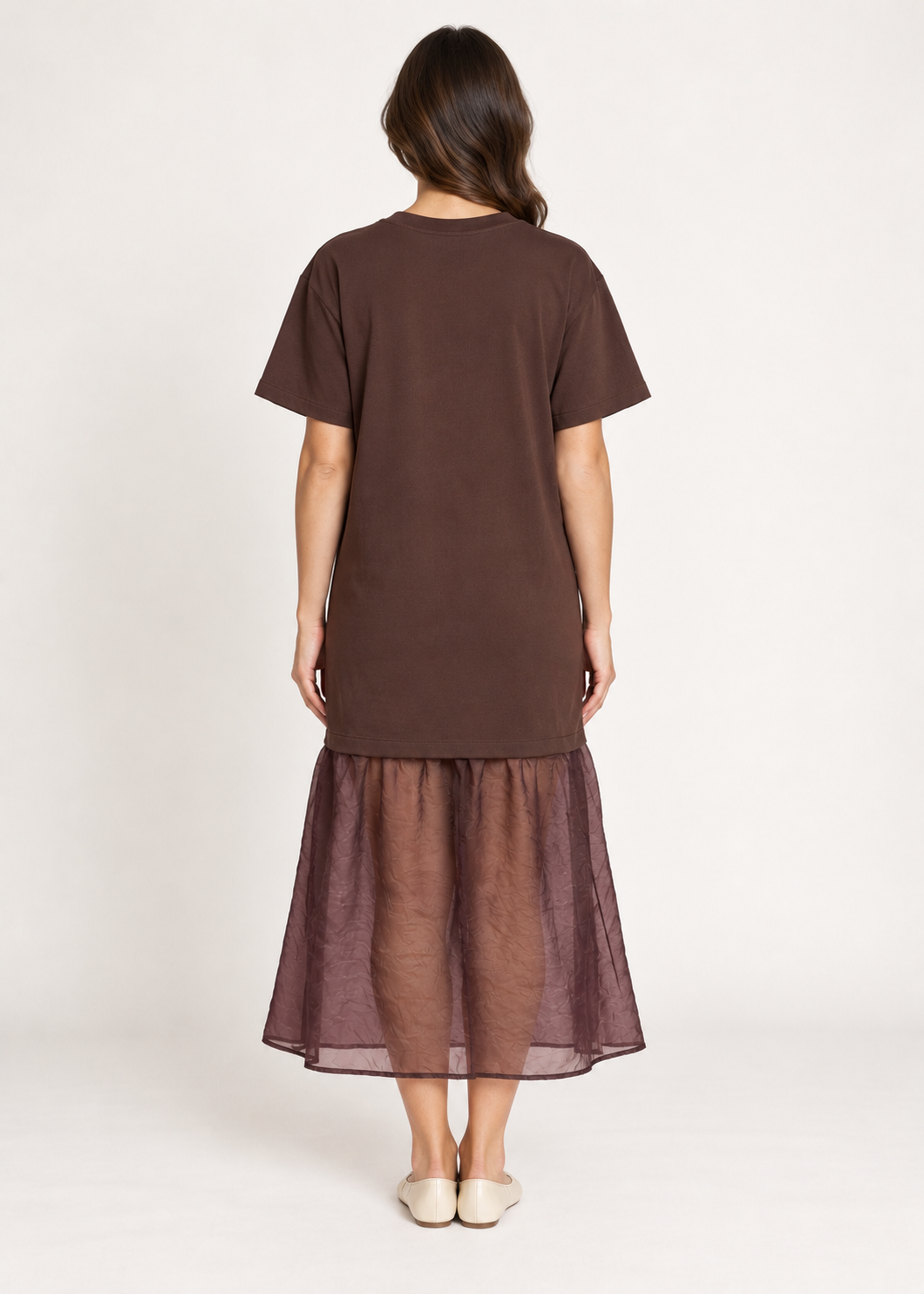 Sheer Hem Relaxed Midi Dress