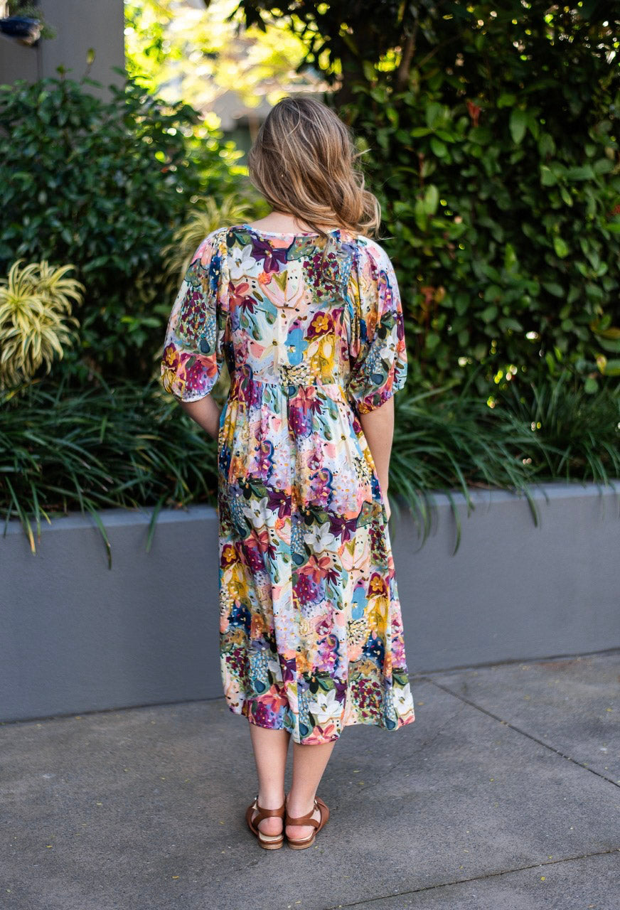 FLORAL BUTTON DRESS