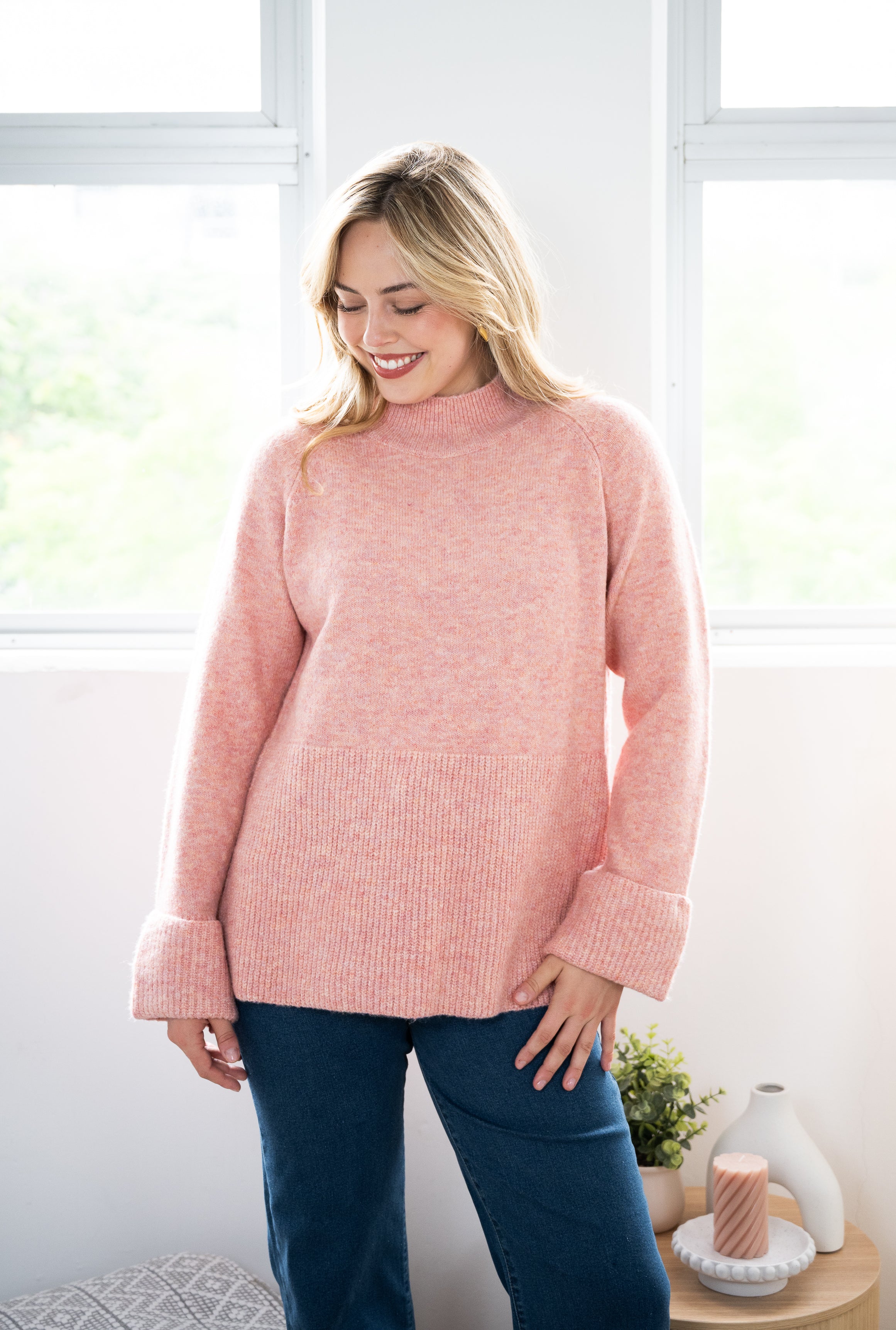 MELANGE WIDE HEM KNIT