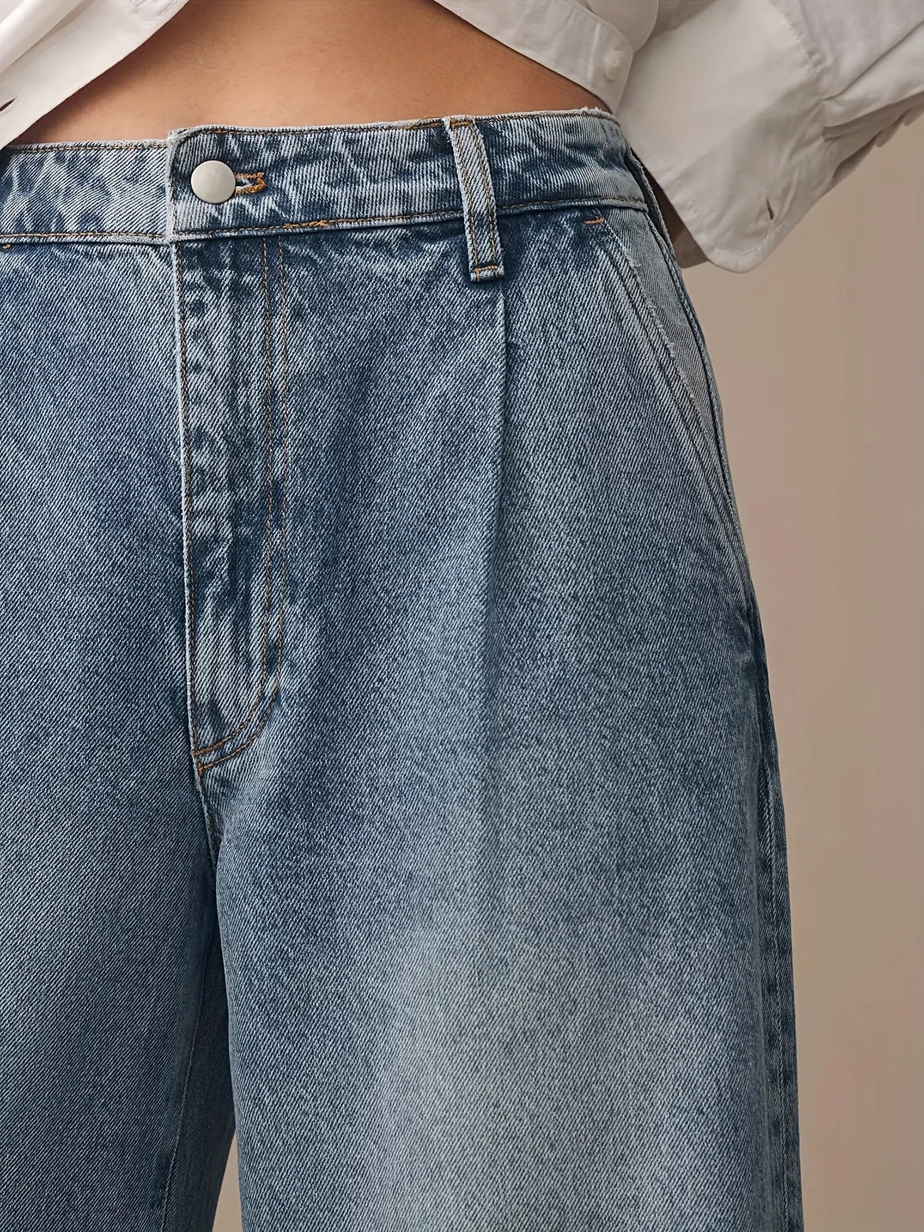 VINTAGE HIGH WAIST PLEAT DENIM JEAN