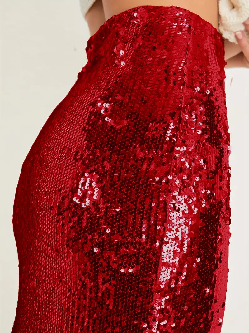 SPICY METALIC SKIRT - RED