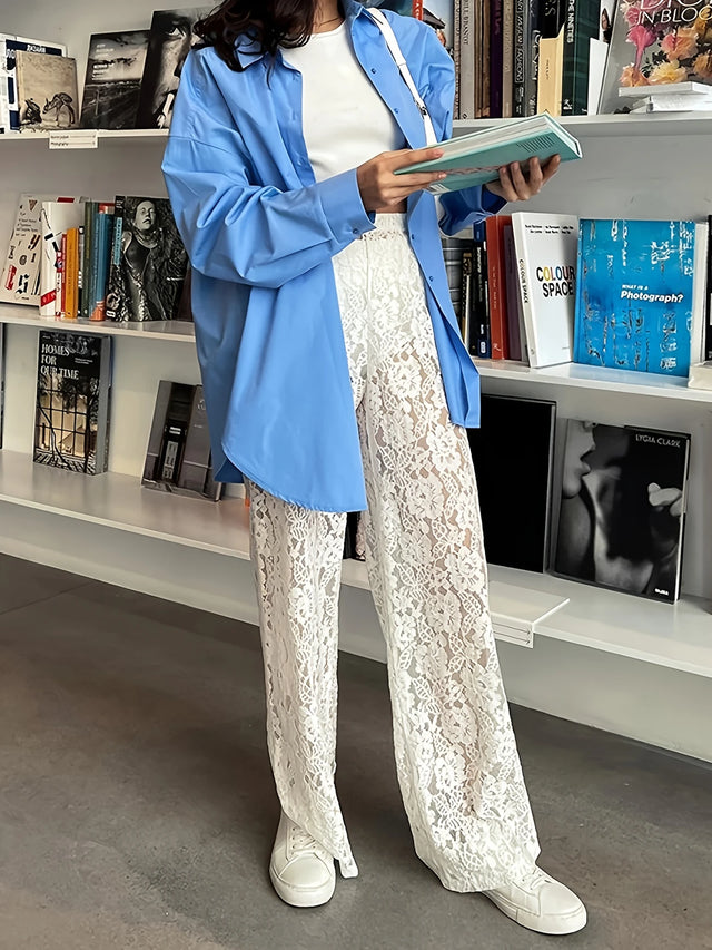 LACE SHEER PANT- WHITE