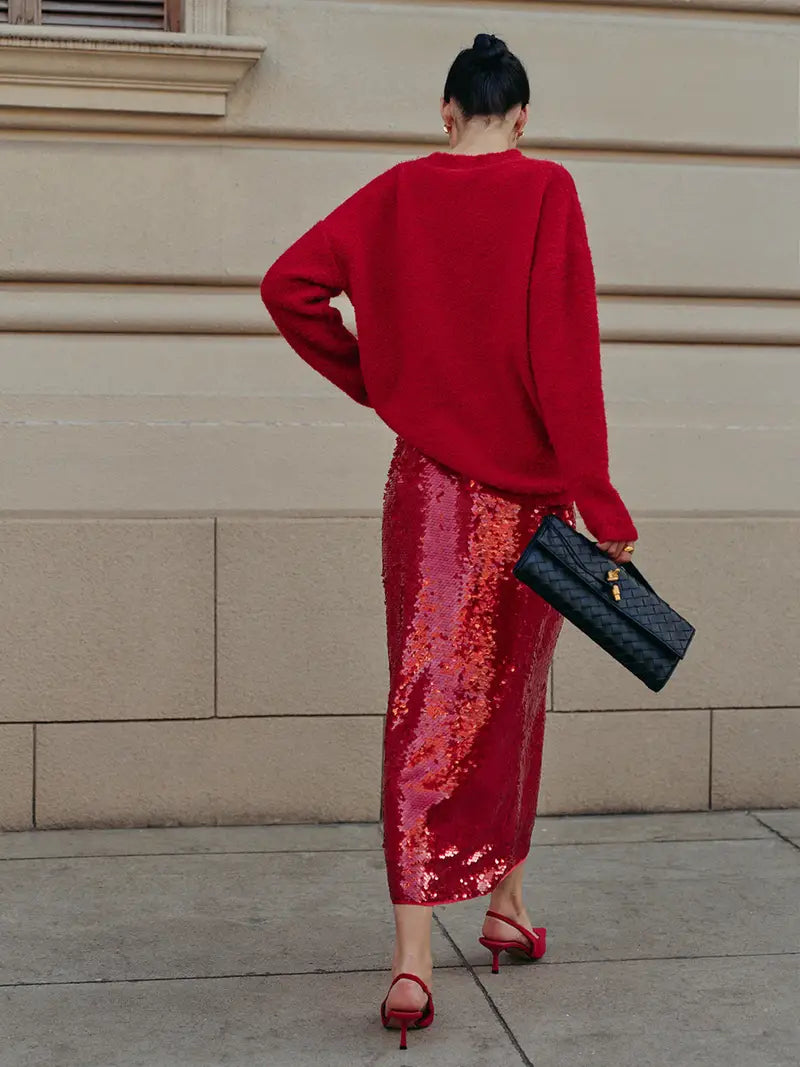 SPICY METALIC SKIRT - RED