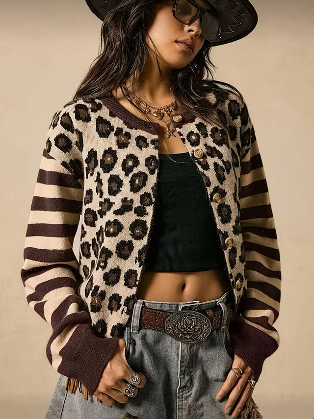 LEO STRIPE CARDIGAN - CHOCOLATE