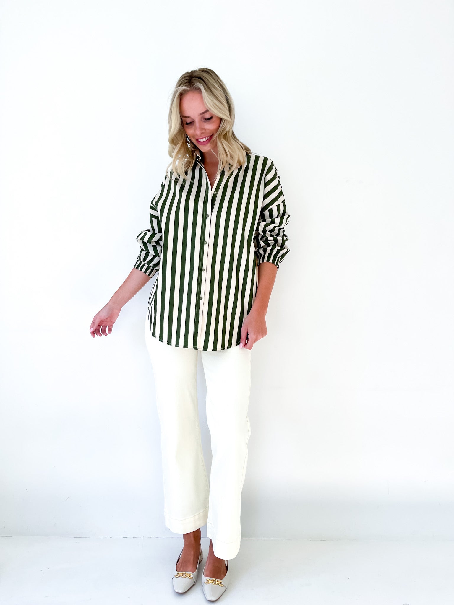 STRIPE BLOCK ELASTIC YOKE SHIRTS