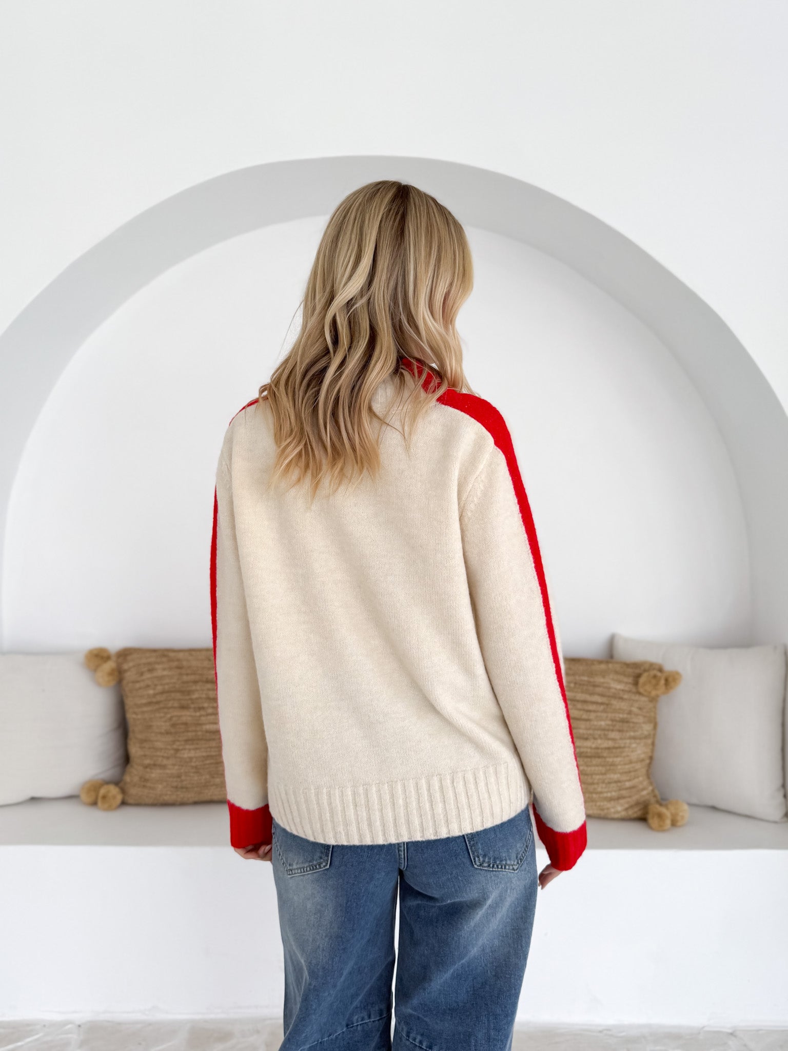 CONTRAST STRIPE WOOLLY JUMPER