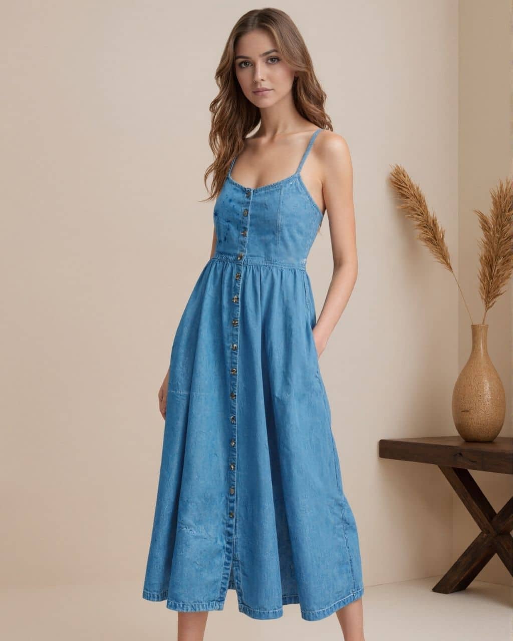 DENIM BUTTON SUNDRESS
