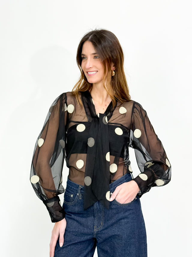 SHEER CHIFFON POLKA BLOUSE