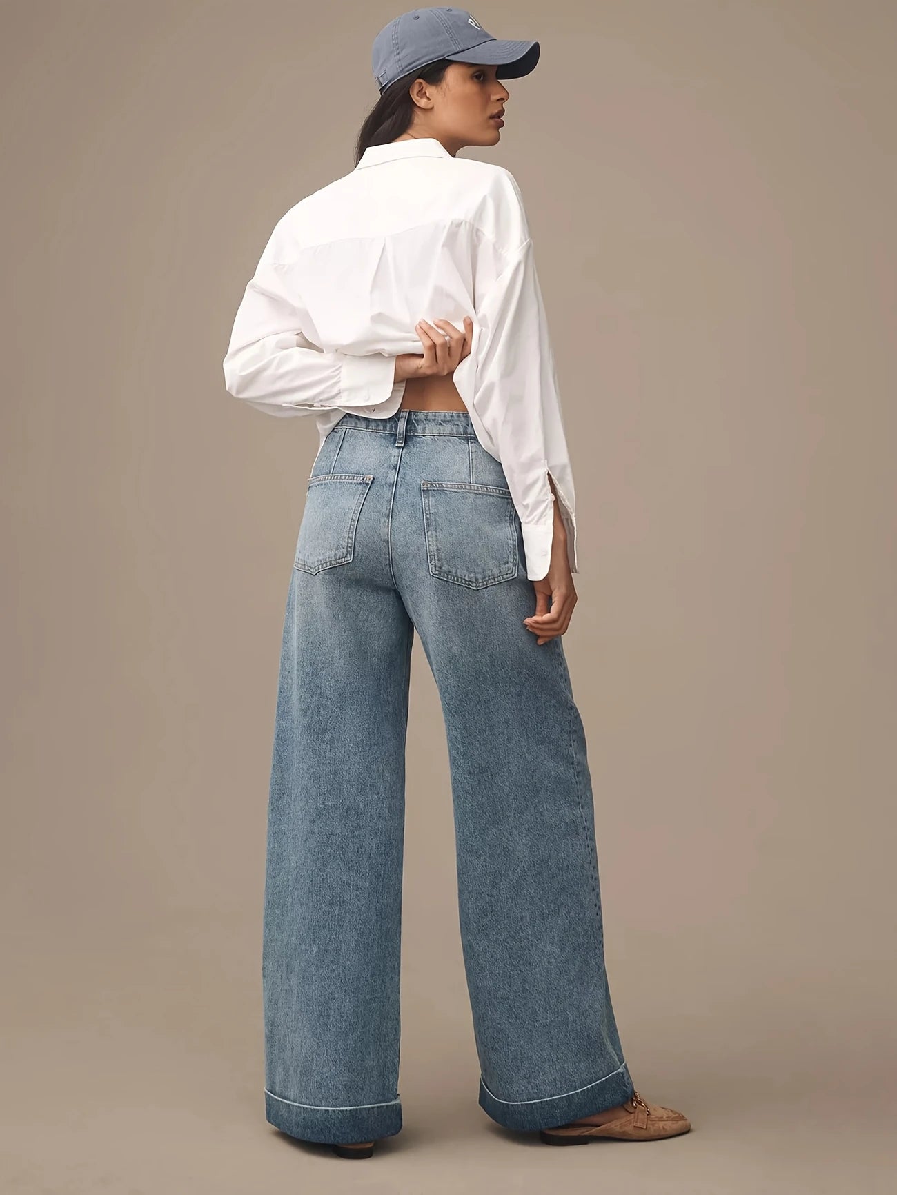 VINTAGE HIGH WAIST PLEAT DENIM JEAN