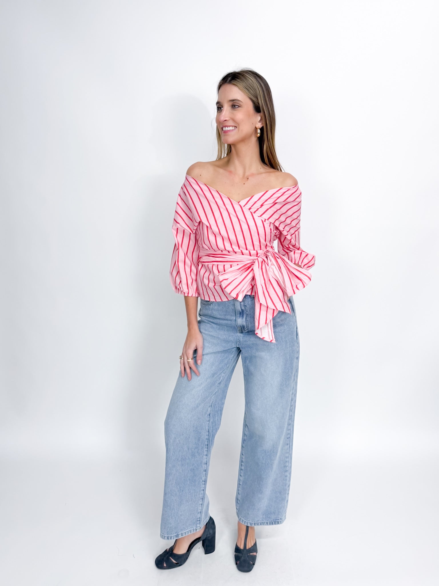 MAXINE STRIPE WRAP SHIRT