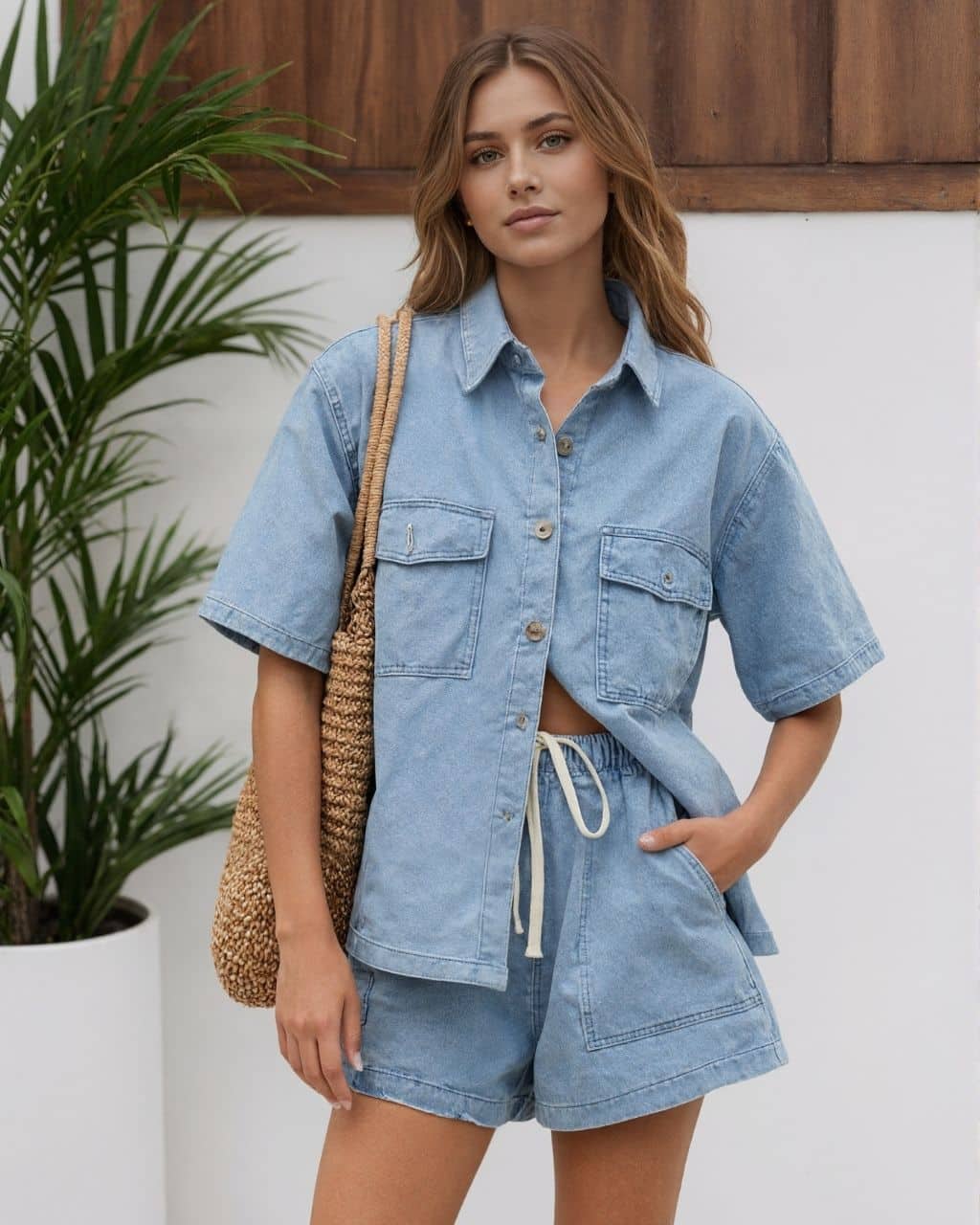 DENIM SHIRT / SHORT SET