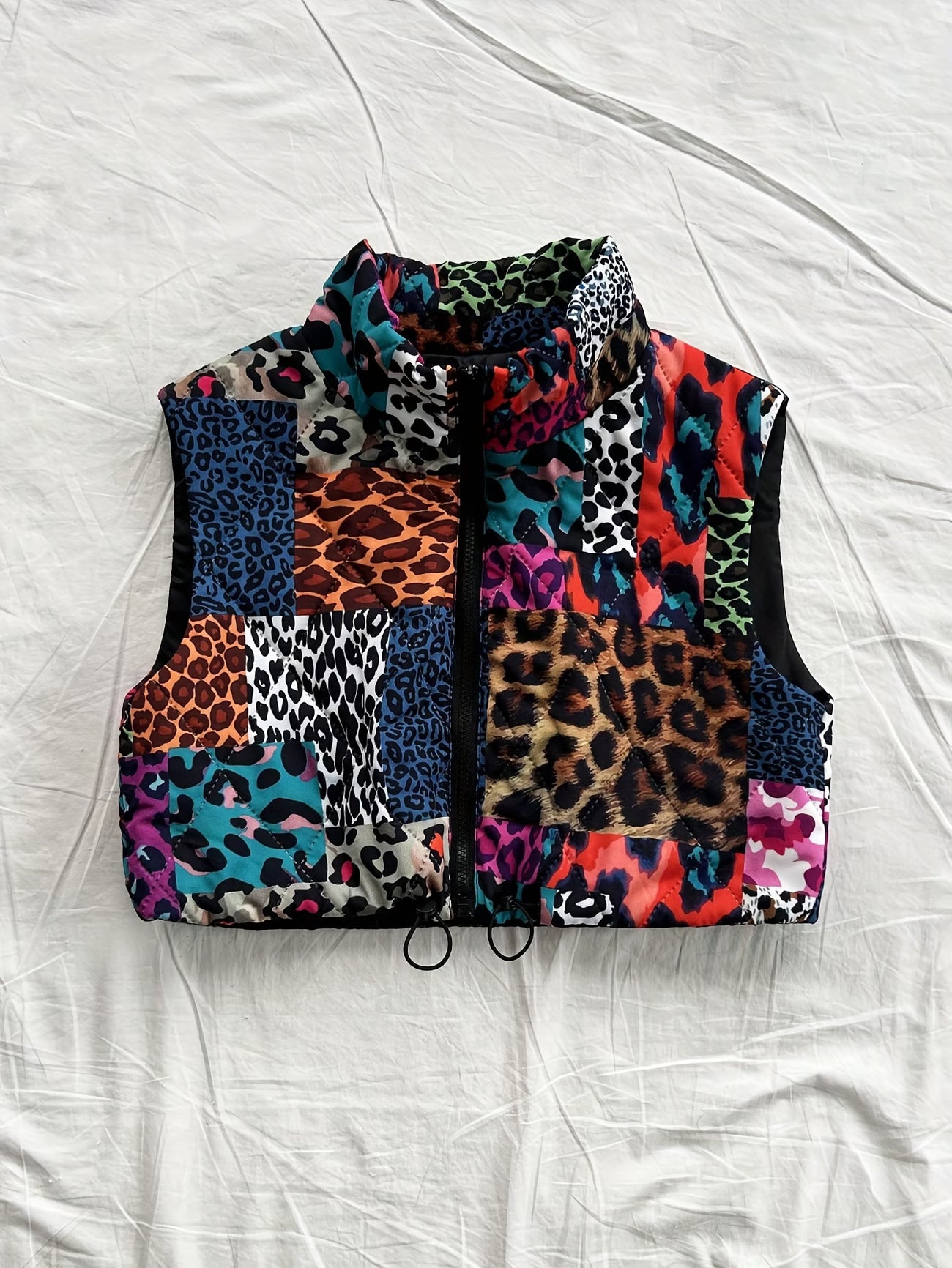 ANIMAL CONTRAST PUFFER VEST