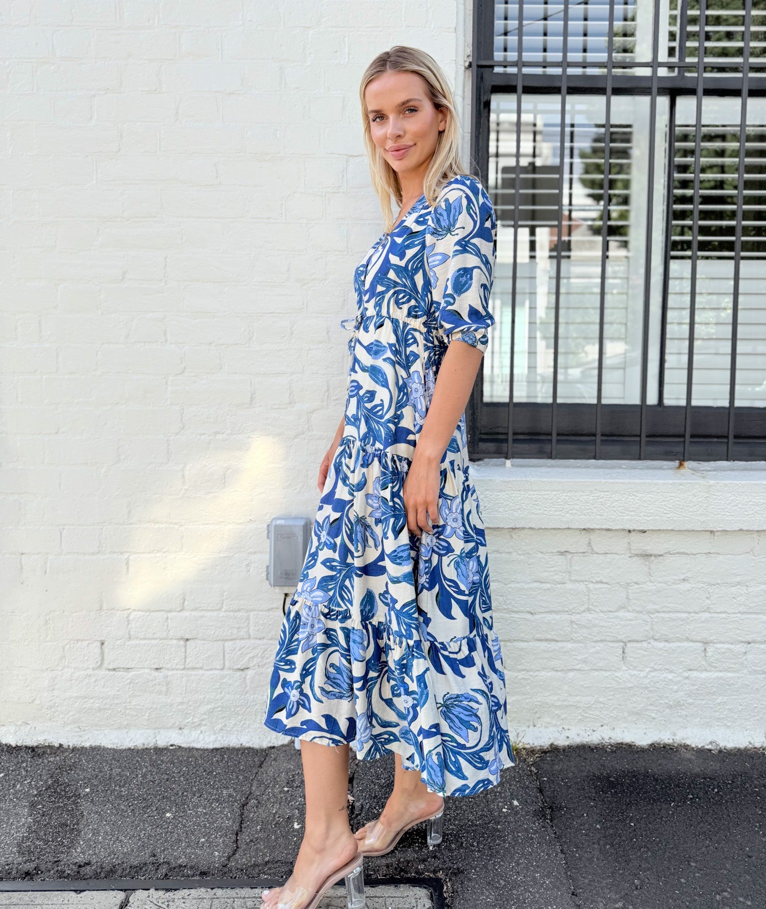 PASSION FLORAL SELMA DRESS- BLUE