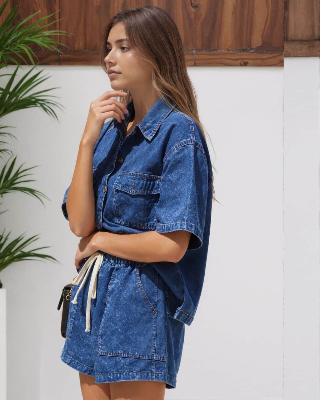 DENIM SHIRT / SHORT SET