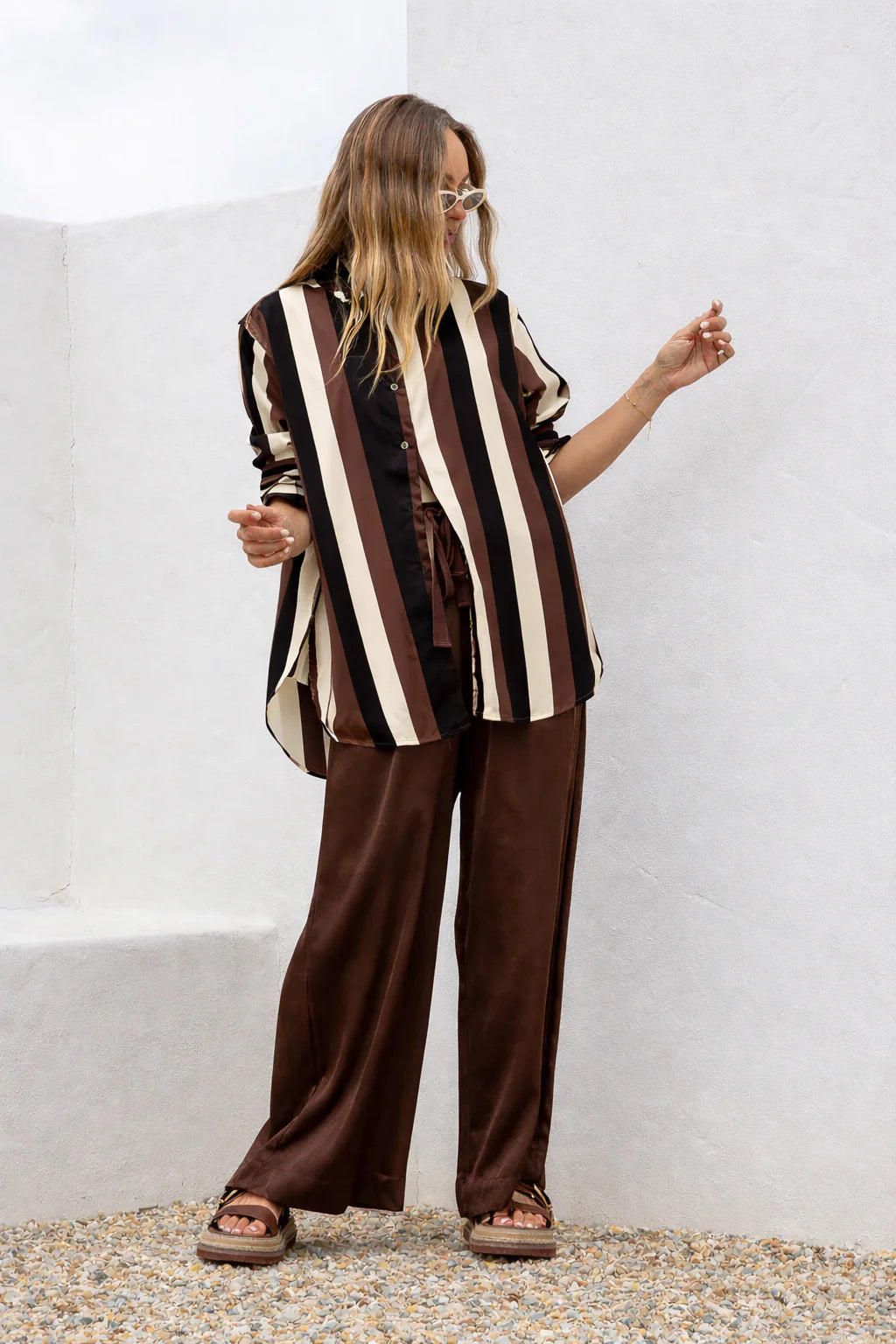 Portofino Stripe Shirt- BLACK CHOCOLATE
